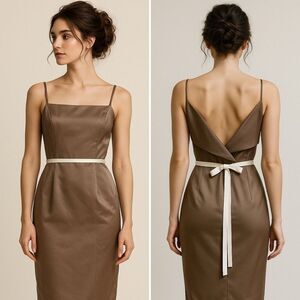 Impression Open Back Lantern Skirt Tuxedo Midi Dress 8 Classic Elegant Old Money